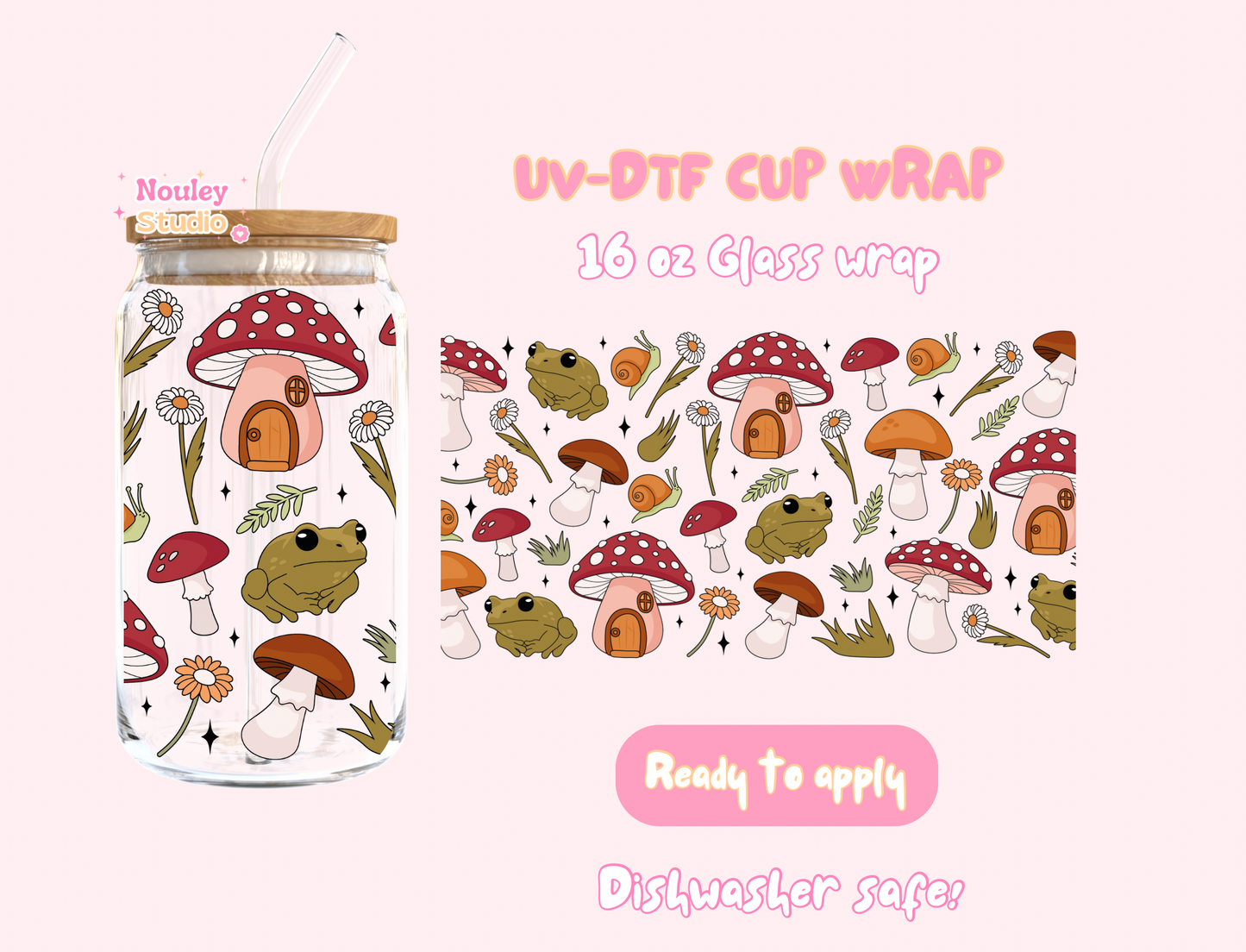 UV-DTF Cup wrap | Goblincore Mushroom