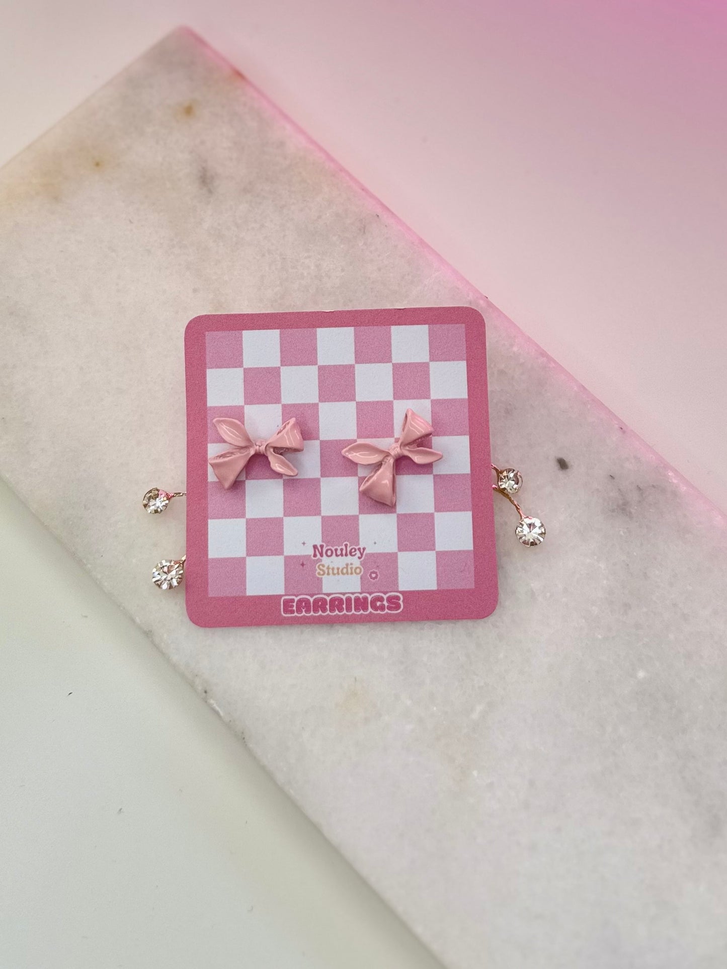 Pink Bow Earring