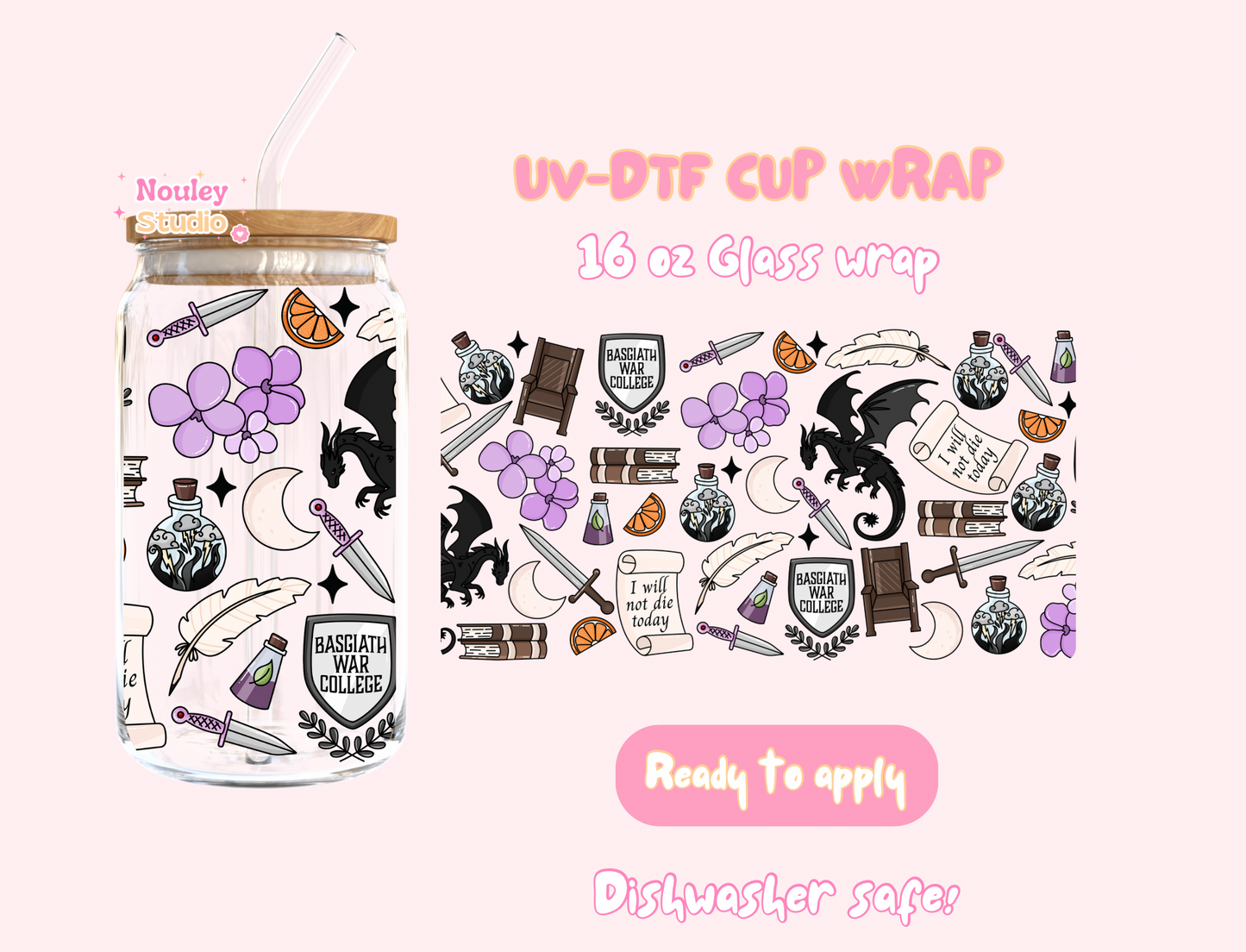 UV DTF Cup wrap | Dragon Bookish