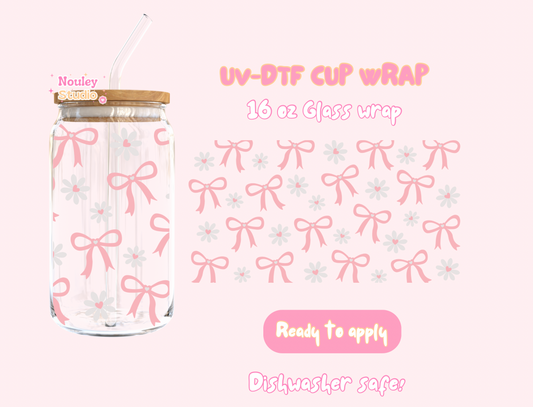 UV-DTF Cup wrap | Daisy cute bows